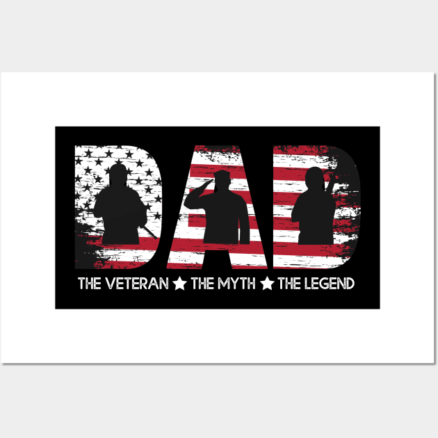 Dad Veterans Day Gift Dad American Flag Usa Gift Wall Art by mommyshirts
